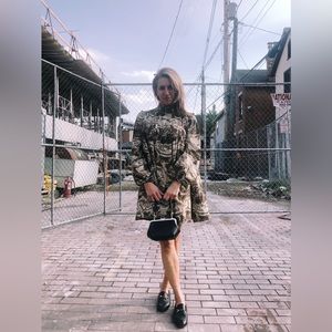 Ganni Tiger’s Eye Poplin Mini Dress Brown Tan Size 40 US 8